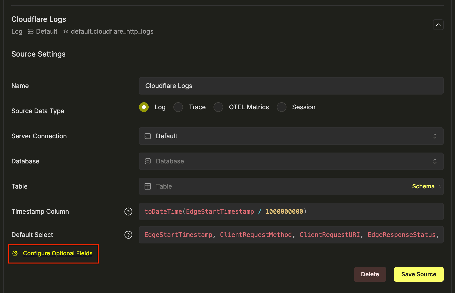 Configure optional