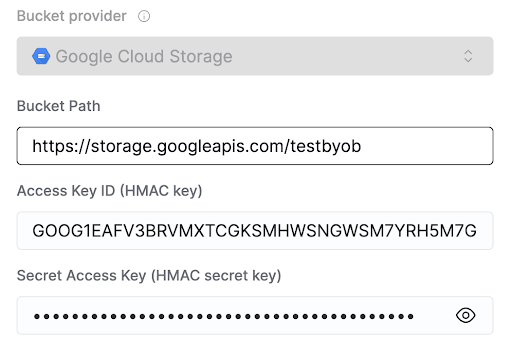 Configure GCP HMAC Key and Secret