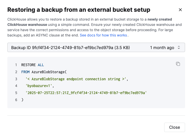 Restore backups in Azure