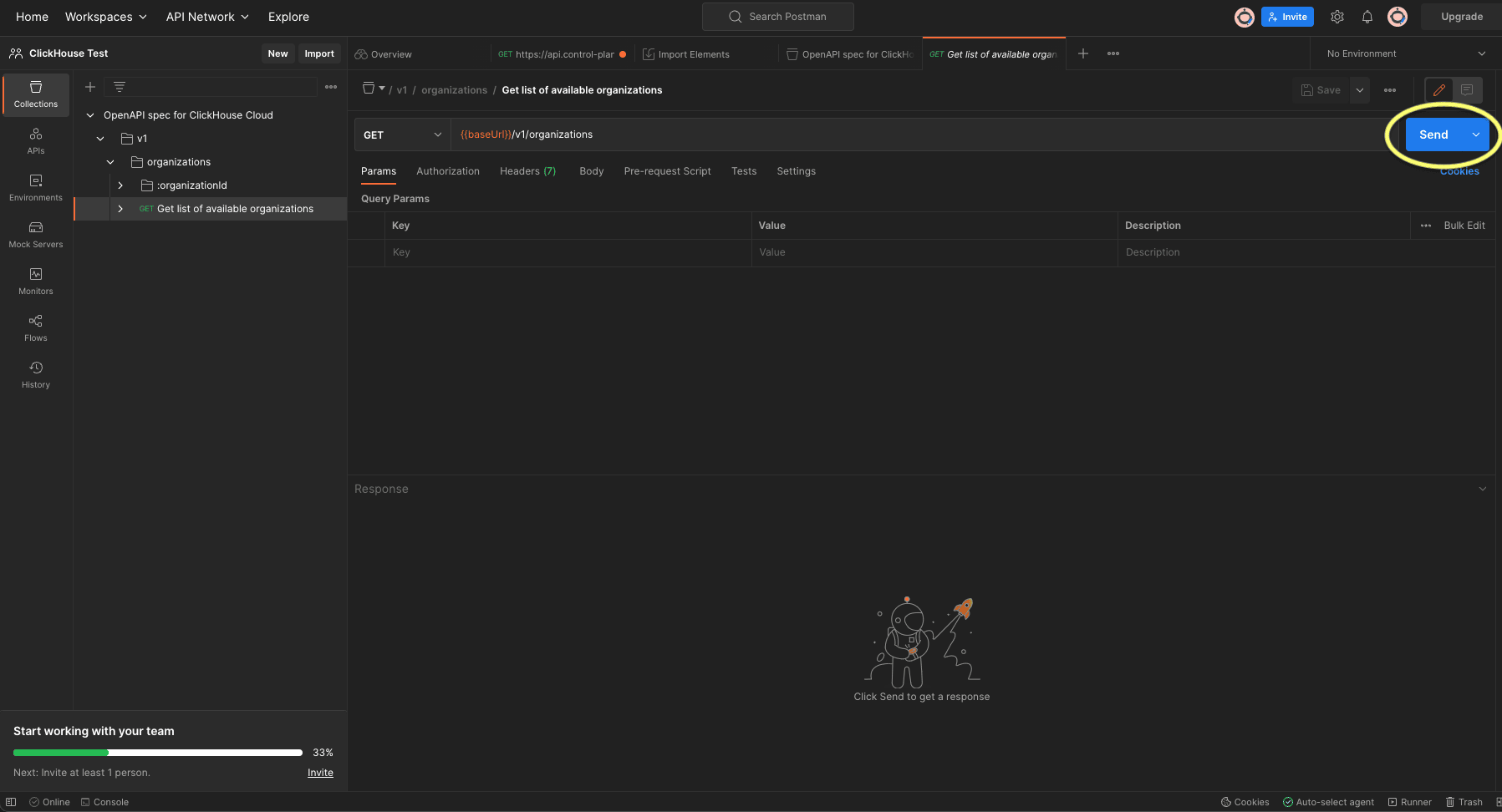 Test retrieval of organizations