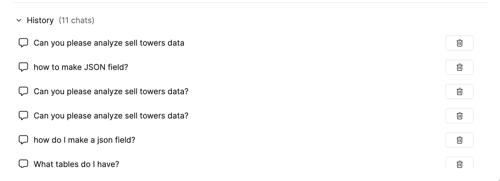 Chat history list