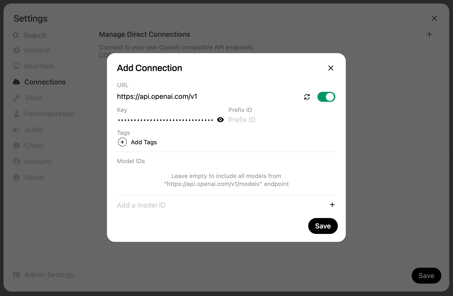 Open WebUI - Add OpenAI as a connection