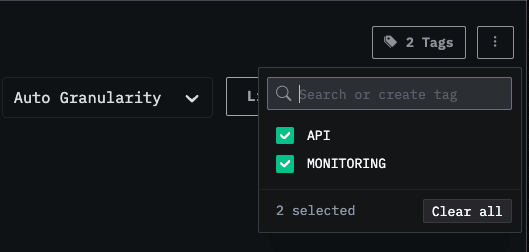 Multiple tags selected in dashboard