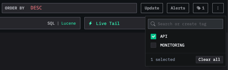 Tags in saved search