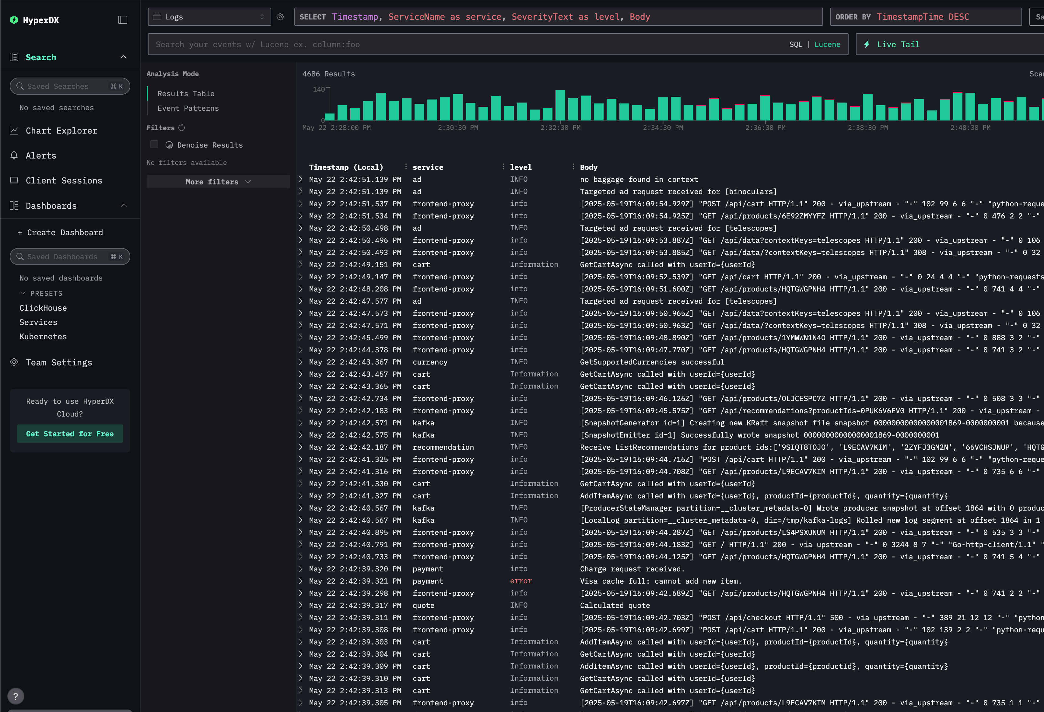 HyperDX search
