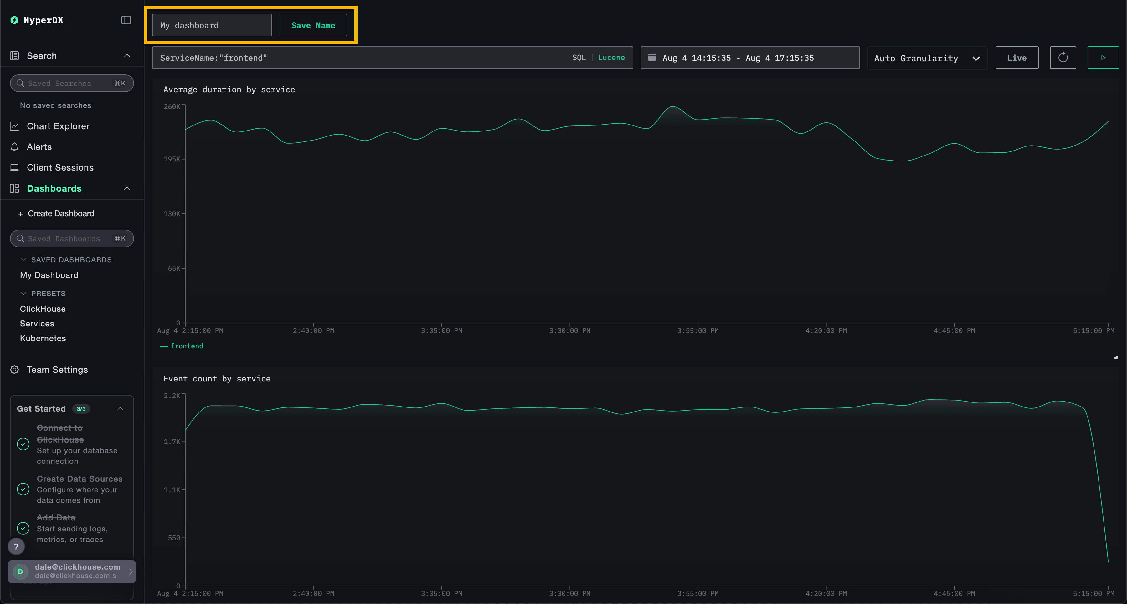Dashboard save