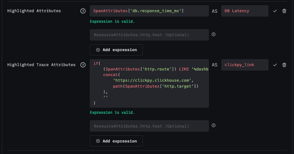 Highlighted Attributes configuration