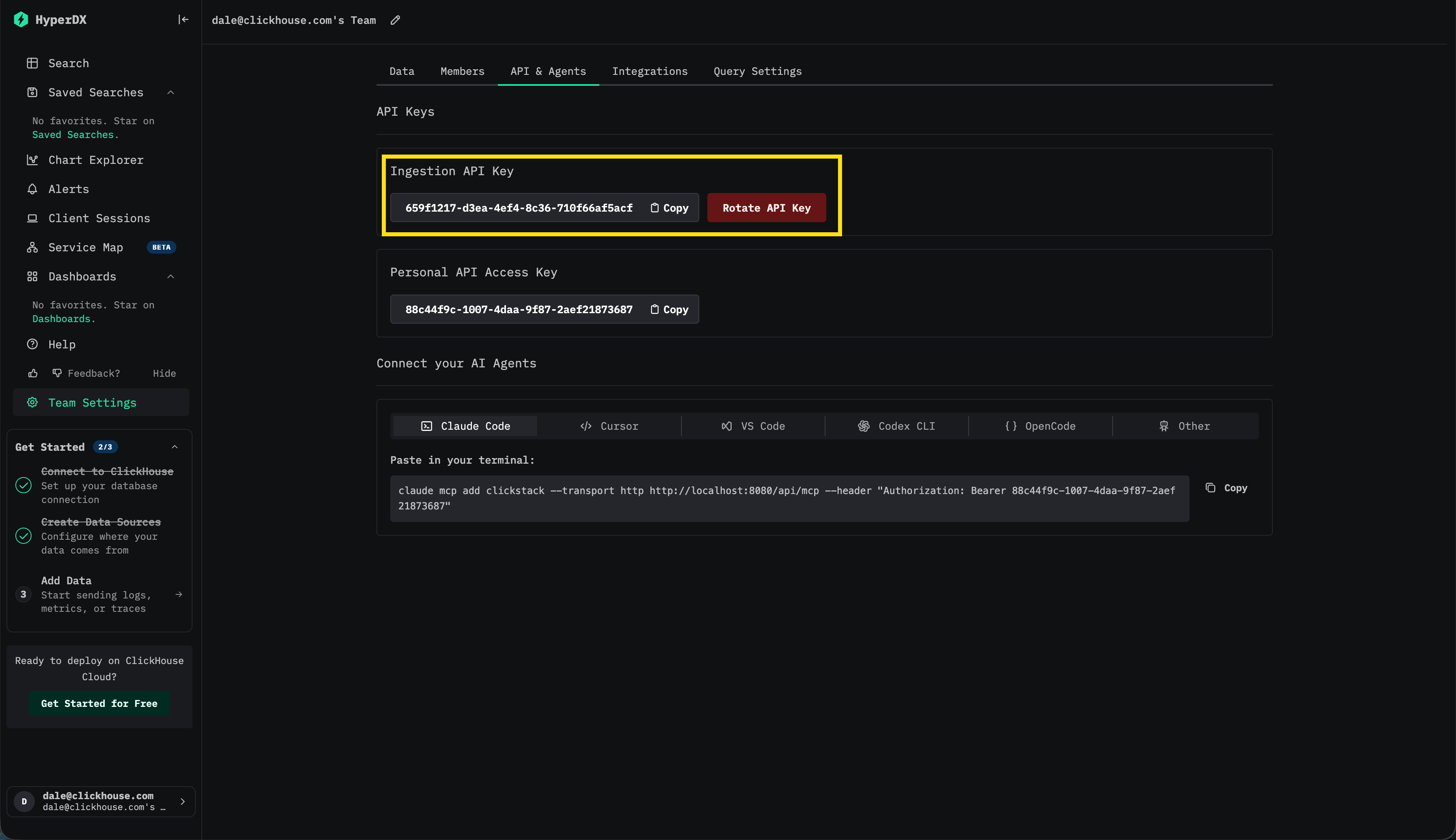 ClickStack Ingestion key